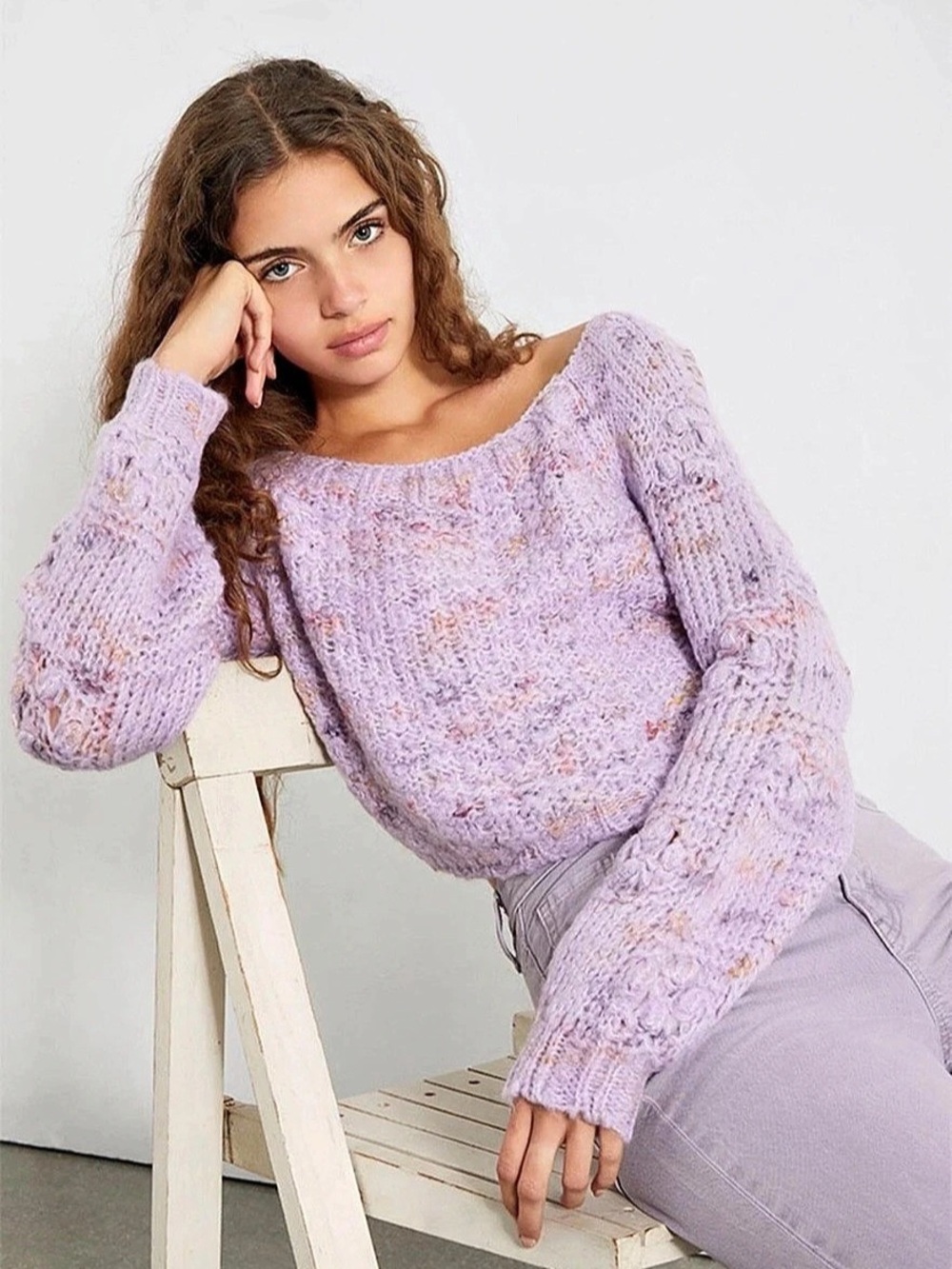 Free People Sunshine Daydream Sweater Lavender Knit